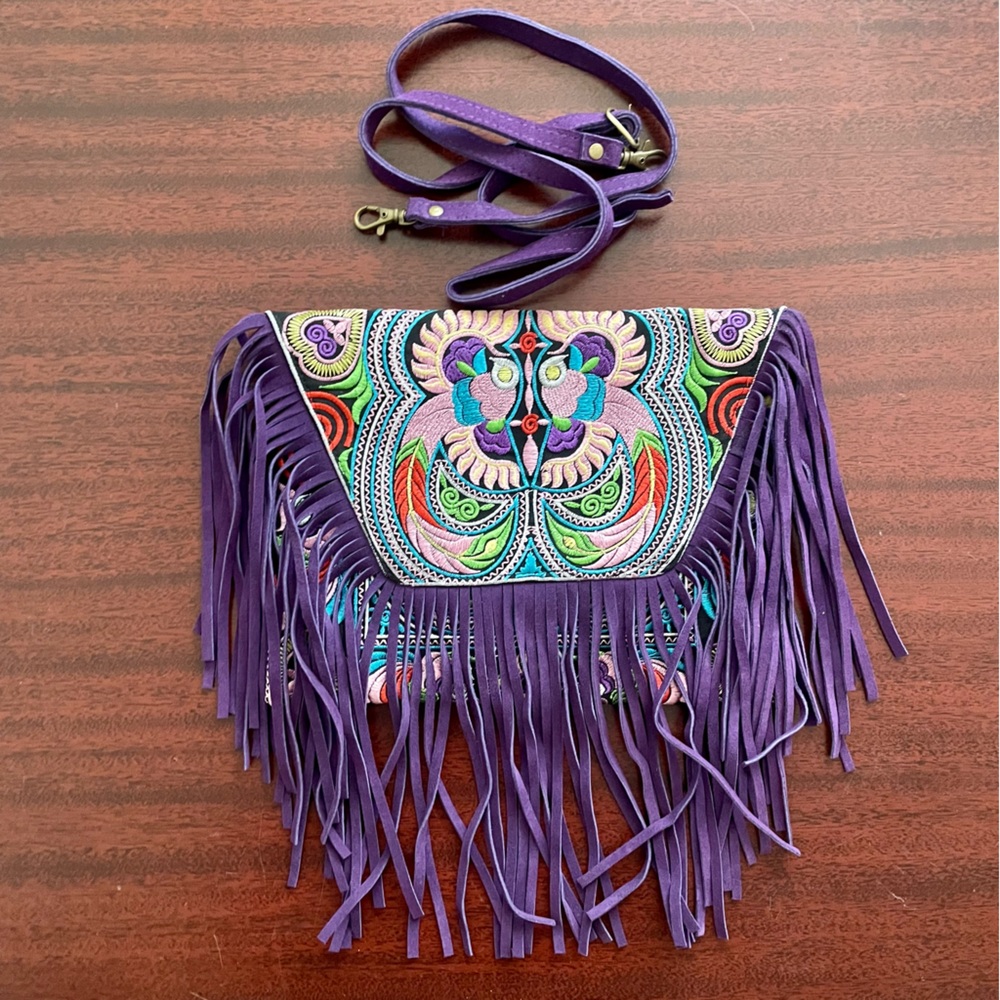 Fair Trade Boho Purple Tribal Handmade in Thailand Bag